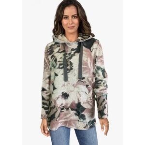 Lollie Hooded Fuzzy Floral sweater Gray Size S